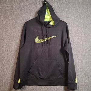 Nike Therma Fit Hoodie Black Green Youth Large Pullover Fleece Lined